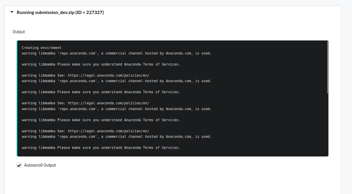 Submission running screenshot
